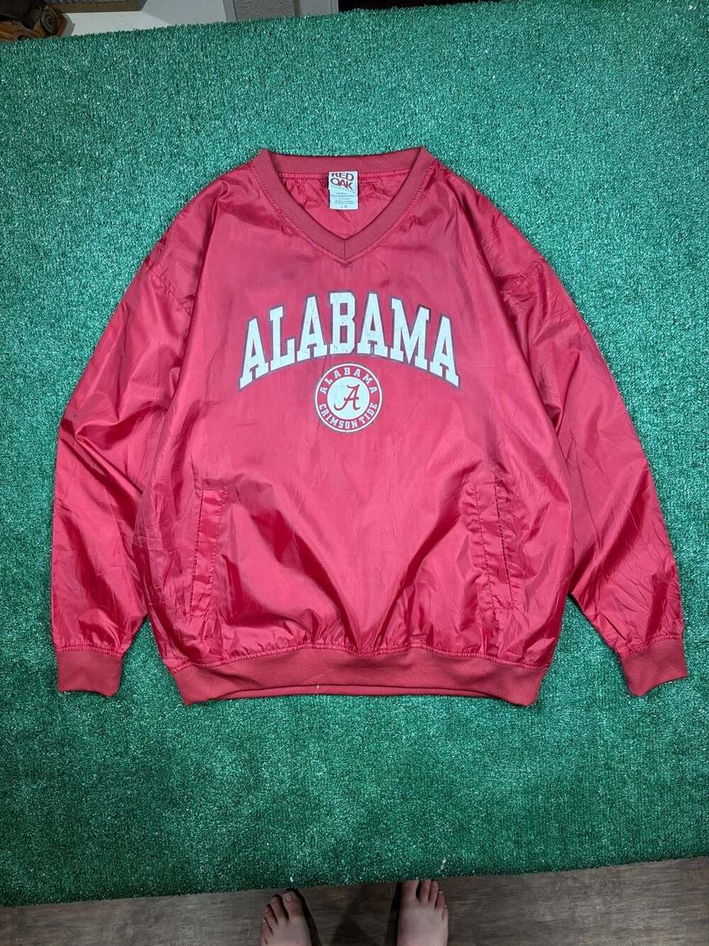 Red Oak Alabama Crimson Tide V-Neck Windbreaker Jacket Size Large